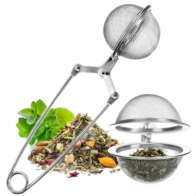 Produktbild von Wilhelm Sell® Teesieb aus rostfreiem Edelstahl - Tee-Ei in Kugelform - leicht zu reinigende Siebzange für losen Tee, Gewürze und Kräuter - feinmaschiger Teefilter