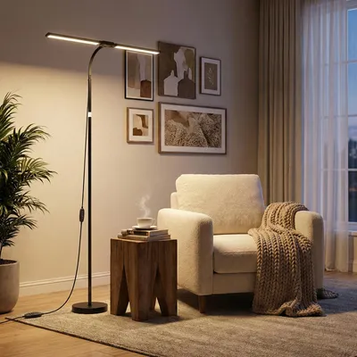 Obrázok produktu pre LED stolná lampa, veľmi jasná, s reguláciou jasu, dvojitá hlavica, flexibilné rameno "labuť", 3 teploty svetla, 10 úrovní jasu, nastaviteľná výška 50-158 cm, vhodná do kancelárie alebo obývačky