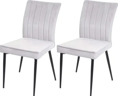 Immagine prodotto di Set di 2 sedie da sala da pranzo | A x L x P 88 x 50 x 64 cm | Altezza seduta 48 cm | Velluto e metallo | Grigio chiaro | Sedia Sedia da cucina