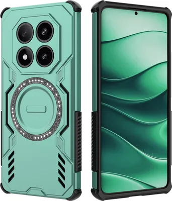 Produktbild von Magnetisch Hülle für Xiaomi Redmi Note 14 Pro 4G, Hybrid PC TPU Bumper Stoßfestes Loch Wärmeableitung Handyhülle Grün