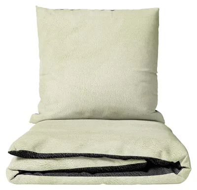 Produktbild von Winter Bettwäsche Set Thermofleece Mikrofaser 200x220 cm Anthrazit Beige Wendebettwäsche mit Reißverschluss