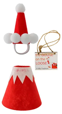 Produktbild von Weihnachtliche Gänse-Verkleidung für 58 cm große Gänsefiguren aus Filz, geeignet für Bäume, Schneemänner, Rentiere und andere Figuren, zur Dekoration von Garten, Rasen, Terrasse und Hof.