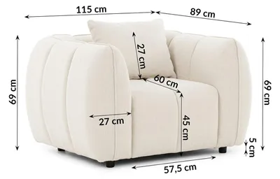 Obrázok produktu pre Beige, pohodlné kreslo, moderné kreslo potiahnuté látkou, nábytok do obývačky