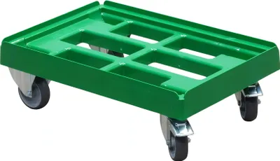 Produktbild von Transportroller 600 x 400 mm - Typ A-F - 2 Bock- und 2 Lenkrollen mit Feststellbremse : grün Farbe: grün