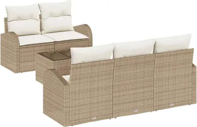 Produktbild von vidaXL Gartensofa-set Beige 55 x 55 x 37 cm Poly-Rattan