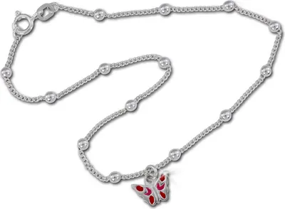 Produktbild von SilberDream 25cm Fußkette für Damen rot Schmetterling Echt Silber D2SDF016R