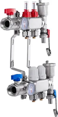 Produktbild von SucceBuy 2-Zweig-Strahlungswärmeverteiler, 1/2-Zoll-PEX-Rohr, Edelstahl für Fußbodenheizung, Kit mit 1/2-Zoll-Adaptern im Lieferumfang enthalten