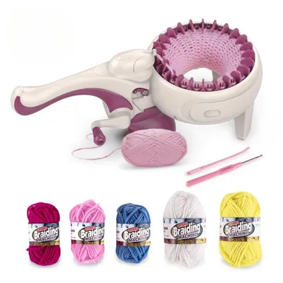 Produktbild von keepgogo, Große Strickmaschine für Kinder, 24 Nadeln, mit Schnellstrickfunktion, inkl. Häkelnadel, Handnadel & 5 Knäuel Baumwollfaden