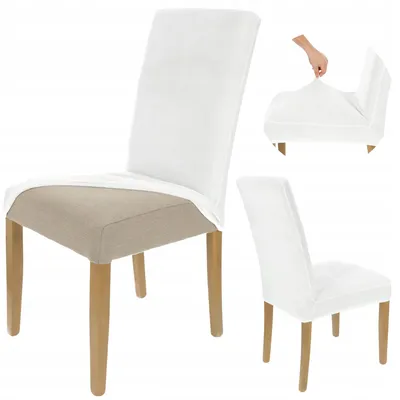 Produktbild von Stuhlhusse Stretch Weiß - Samt - Universal - Esszimmer Stuhlbezug - 1 Stück