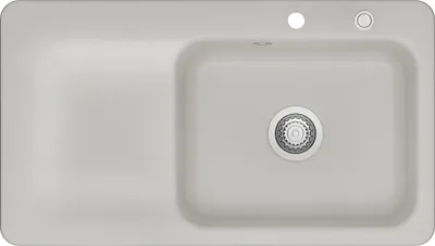 Produktbild von KeraDomo Spüle JUNA 90 in ALU - Becken rechts mit Excenterbedienung / Systemceram / Keramikspüle