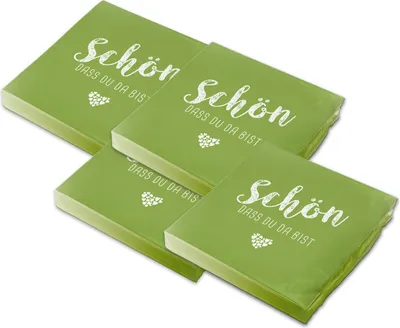 Produktbild von itenga 80x Serviette Schön dass du da bist frühlingsgrün grün