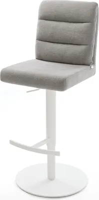 Immagine prodotto di DELIFE Sedia da bar Pela-Flex Tessuto strutturato Soft Grigio Base girevole regolabile in altezza Metallo Bianco