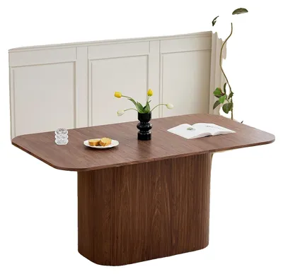 Immagine prodotto di Tavolo da pranzo, design moderno, adatto per 4-6 persone, finitura in legno scuro