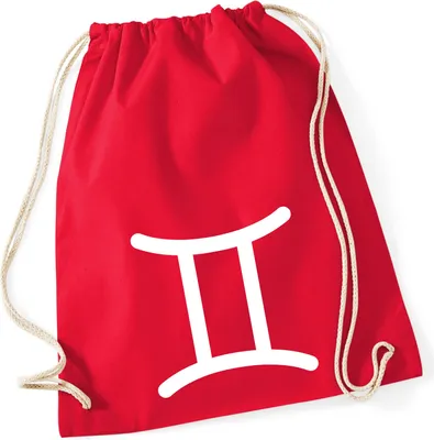 Produktbild von Huuraa Turnbeutel Zwillinge Sternzeichen Zeichen 12 Liter Classic Red Baumwolle Rucksack Geschenkidee
