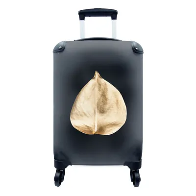 Produktbild von MuchoWow® Koffer Handgepäck Trolley Rollkoffer Kleine Reisekoffer mit 4 Rollen - Blatt - Gold - Schwarz - Cabin Size < 55x40x23 cm & 55x40x20 cm - Fotokoffer - Kabinenkoffer - Boardgepäck - Reise-Box - Reisekoffer - Reisegepäck - Koffer mit Bild - Trolley für Kinder