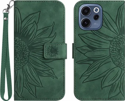 Produktbild von OPPO Reno15 F Hülle - Coverup Sonnenblume Klapphülle mit Schlüsselband - Grün