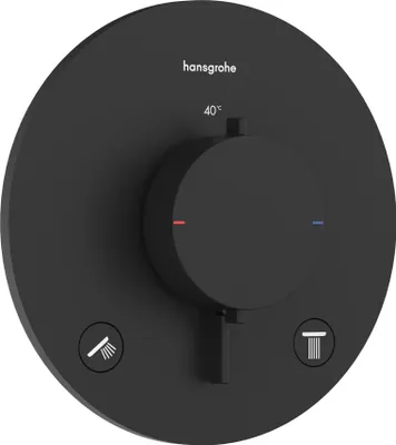 Image de robinet thermostatique encastré Hansgrohe Ecostat Comfort S, pour 2 points de puisage, finition noir mat