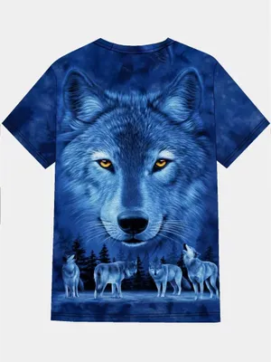 Produktbild von Herren T-Shirt mit Wolf Motiv, bedrucktes Kurzarmshirt aus Polyester, Rundhals Freizeitshirt, lässiges Outdoor Oberteil, maschinenwaschbar,3XL