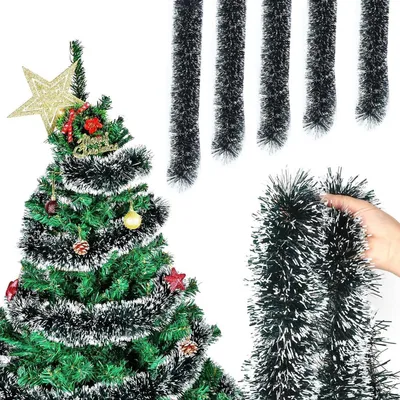 Obrázek produktu pro Dekorativní vánoční girlanda, zelená, 5 kusů, rozměry 200 cm x 9 cm, lesklá