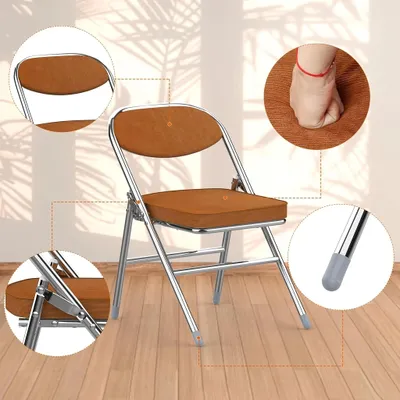 Productafbeelding van Klapstoel - Vouwstoel - Eettafelstoel - Campingstoel - Tuinstoel - Corduroy Stof - Metalen Frame - Opvouwbaar
