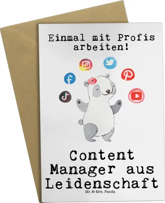 Produktbild von Mr. & Mrs. Panda Grußkarte Content Manager Leidenschaft - Weiß - Geschenk, einladungskarten, osterkarten, glückwunschkarten, hochzeitskarten, weihnachtskarten