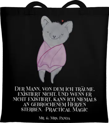 Produktbild von Mr. & Mrs. Panda Shopping Tasche Halloween Herzschutz - Schwarz - Geschenk, Tote Bag, träumen, unvergessliche Momente, Tragetasche, Schultasche, Zaubersprüche, Feiertag