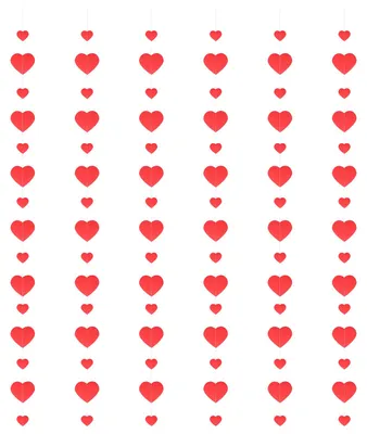 Produktbild von 6-teiliges Set roter Girlanden mit Herzmotiven zur Dekoration von Hochzeiten, Feiern und Valentinstag