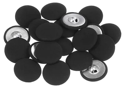 Produktbild von Stoffbezogene Knöpfe - 20 Stück mit Metallschaft - Zum Nähen und Basteln - Schwarz 30 mm