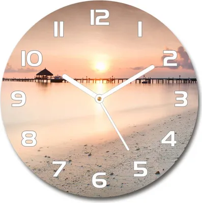 Produktbild von Wanduhr aus Glas 30fi Glasbild Glasuhr Gehärtetes Glas - weisse-zeiger - Maldives beach