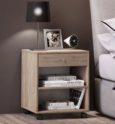 Produktbild von VCM Nachtschrank | Beistelltisch | Nachttisch rollbar | Maße ca. H 54 x B 45 x T 38 cm - Rolda