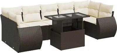 Produktbild von vidaXL 8-tlg. Garten-Sofagarnitur mit Kissen Braun Poly Rattan