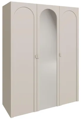 Produktbild von Selsey Arkadia – Kleiderschrank mit Spiegel und 3 Türen mit Bogenausschnitt, Kaschmirgrau, 150 cm