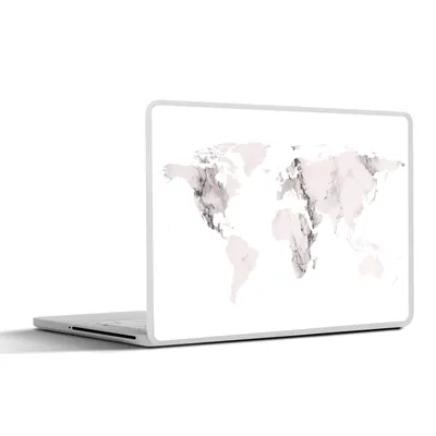 Produktbild von MuchoWow® Laptop Aufkleber Sticker Cover Weltkarte - Marmor - Grau 31x22.5 cm - Laptop-Deko