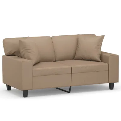 Produktbild von vidaXL 2-Sitzer-Sofa mit Zierkissen Cappuccino-Braun 120 cm Kunstleder