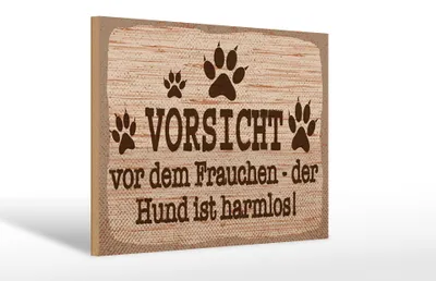 Produktbild von Holzschild Spruch 12x18 cm Vorsicht vor dem Frauchen Schild