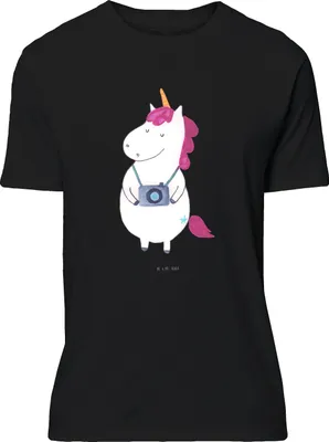 Produktbild von Mr. & Mrs. Panda T-Shirt Einhorn Fotograf - Schwarz - Geschenk, Unicorn, Einhörner, Fotografie, Print-Shirt, Urlaub, Tshirt, Kamera, Reisen, Lustiges, Reise, Baumwoll, S