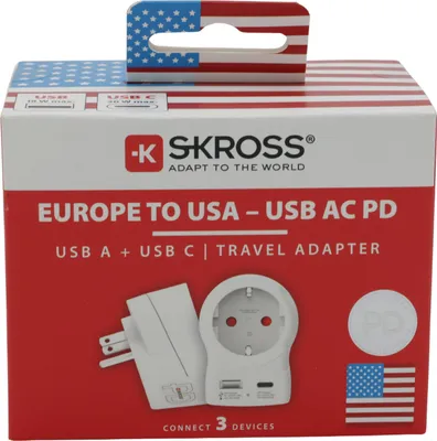 Produktbild von SKROSS Länderstecker Europe to US USB AC20PD weiß