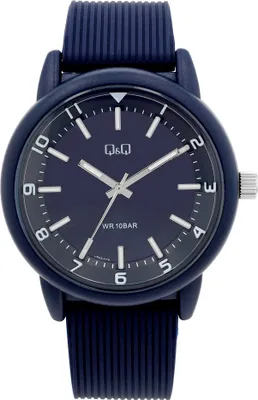 Produktbild von Q&Q Herrenuhr mit Silikonarmband, 10 ATM, blau