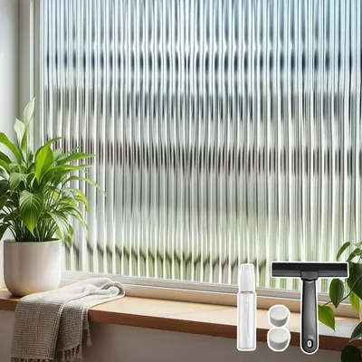 Obrázok produktu pre Solidchoice – Dekoratívne fólie na okná s prúžkovým vzorom, 90 x 200 cm