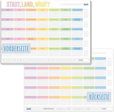 Produktbild von paper&you Spieleblock A4 / Stadt-Land-What? / vom Häfft-Verlag