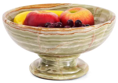 Marmeren fruitschaal, grüner Onyx, 25,4 x 12,7 cm, handgefertigt