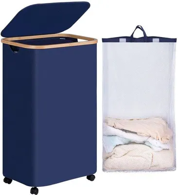 Produktbild von Wäschsammler 100L faltbar mit Rädern und Deckel