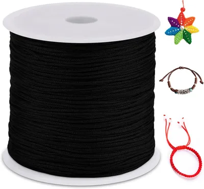 Produktbild von Nylonschnur 0.8mm x 100m Nylonfaden Nylon Perlenschnur Satinkordel, Makramee Schnur Nylonschnur für Armbänder Perlen Auffädeln Halskette Schmuckherstellung DIY Handwerk (Schwarz)