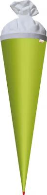 Produktbild von Bastel-Schultüte maigrün 70 cm rund mit Rot(h)-Spitze und Filzverschluss weiß