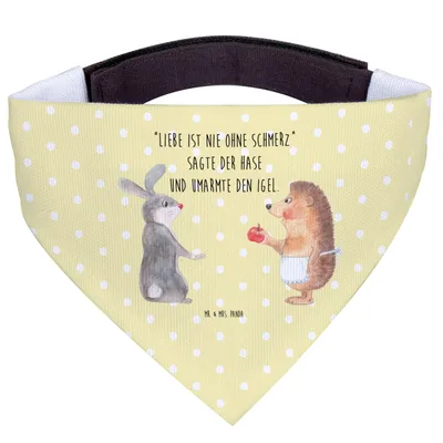 Produktbild von Mr. & Mrs. Panda Halstuch Für Hunde Hase Igel - Gelb Pastell - Geschenk, Herzschmerz, Liebe Spruch, Hund, Lustige Sprüche, Trösten, Hundehalstuch, und