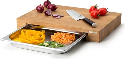 Immagine prodotto di Tagliere CONTINENTA con cassetto Tagliere in acciaio inox Rovere 4111
