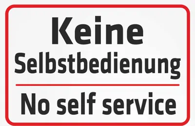 Produktbild von INDIGOS UG - Aufkleber - Sicherheit - Keine Selbstbedienung - No self service - 200x150 mm