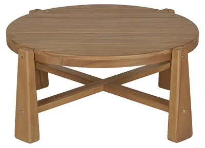 Produktbild von Miliboo - Runder Garten-Couchtisch aus massivem Teakholz D82 cm CAROLINA