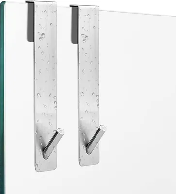 Produktbild von 2 Stück Badezimmer Haken, Verlängerter ohne Bohren Edelstahl Haken Duschwand Silber 17.8cm