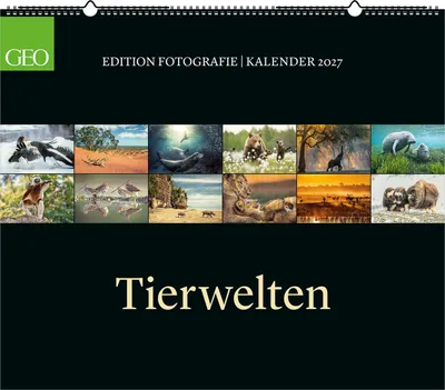 Produktbild von Wandkalender Tierwelten 2027, 70 x 60 cm, mit Spiralbindung und Postkarten